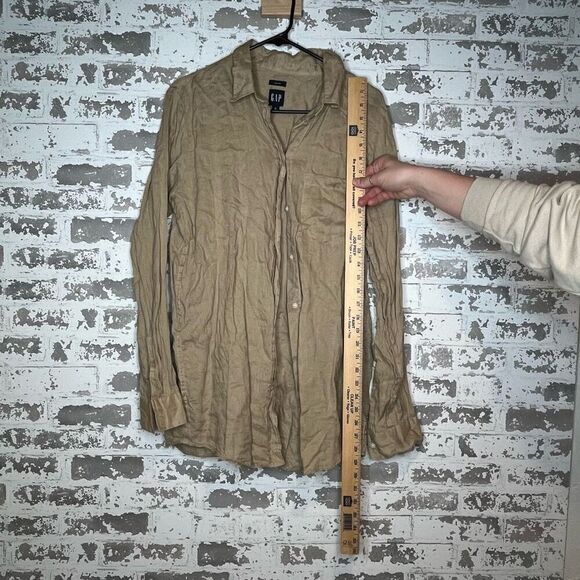 Gap | women tan button down linen top - Picture 6 of 8